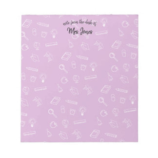 Personalized Pink School Themed Notepad