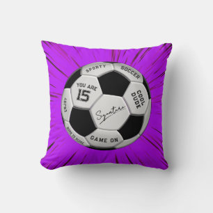 Personalized Pink Soccer Ball Birthday Custom Text Cushion