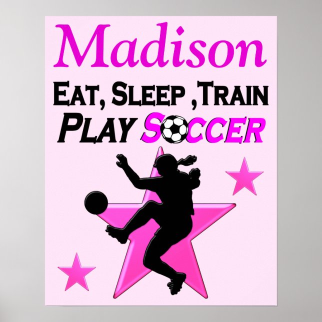 PERSONALIZED PINK SOCCER PLAYER POSTER (Front)