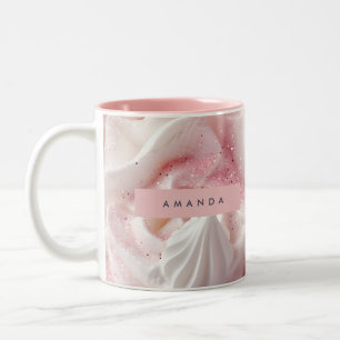 Personalized Pink Sparkle Whipped Cream Two-Tone Coffee Mug