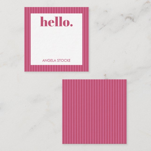 Personalized Pink Stripe Card (Front/Back)