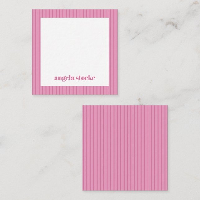 Personalized Pink Stripe Enclosure Card (Front/Back)