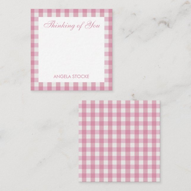 Personalized Pink White Gingham Card (Front/Back)