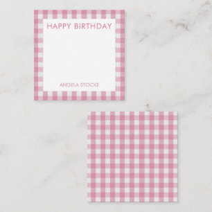 Personalized Pink White Gingham Card