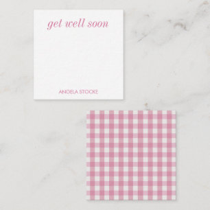 Personalized Pink White Gingham Card