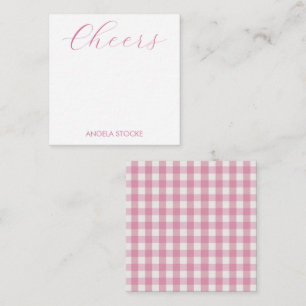 Personalized Pink White Gingham Card