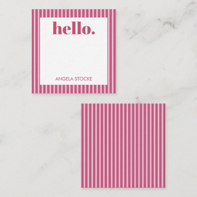 Personalized Pink White Stripe Card (Front/Back)