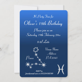 Personalized Pisces Zodiac Galaxy Party Invitation