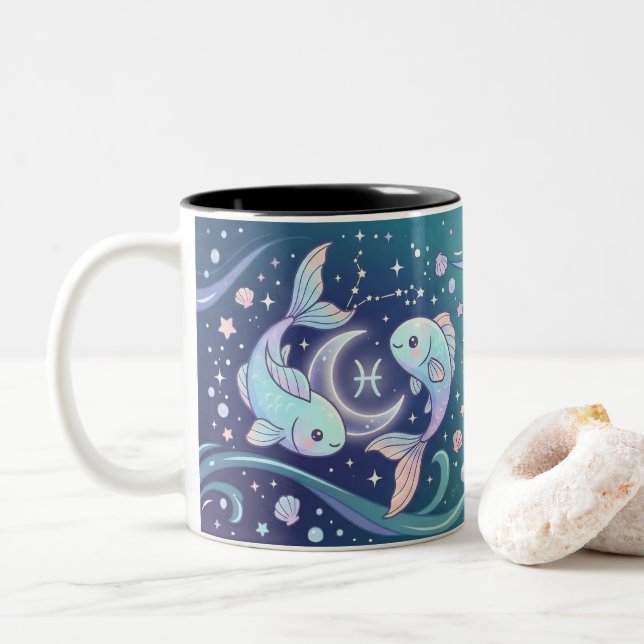 Personalized Pisces Zodiac Mug (With Donut)