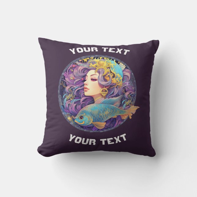 PERSONALIZED PISCES ZODIAC SIGN  CUSHION (Front)
