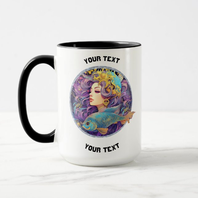 PERSONALIZED PISCES ZODIAC SIGN  MUG (Left)