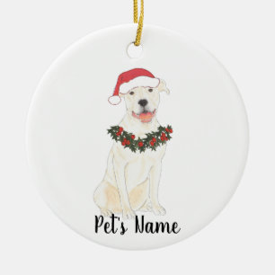 Personalized Pitbull Staffy (White) Ceramic Ornament