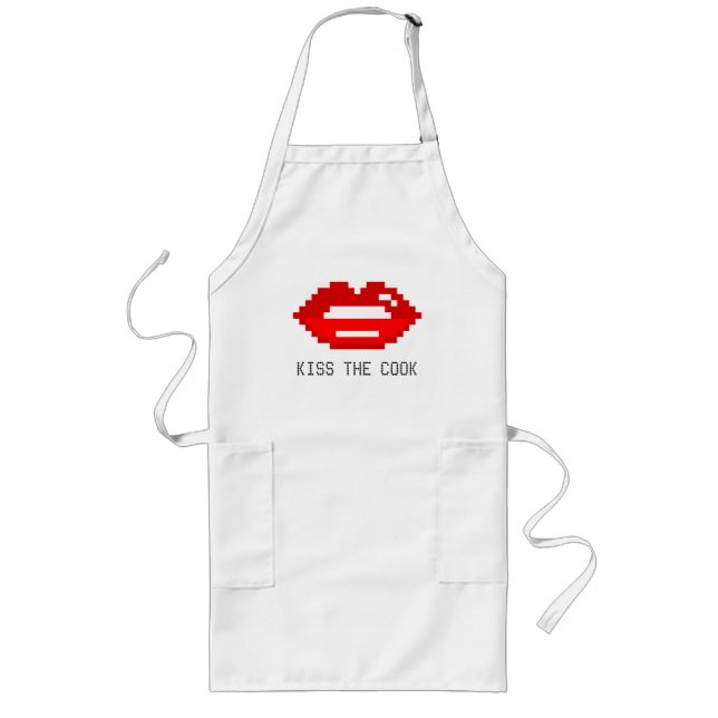 Personalized pixel art red lips apron for adults (Front)