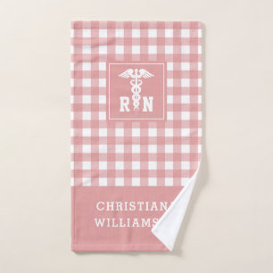 Personalized Plaid Pattern RN Registered Nurse Hand Towel