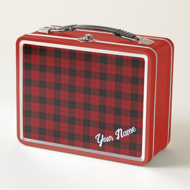 PERSONALIZED PLAID TARTAN PATTERN METAL LUNCH BOX (Front)