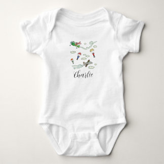 Personalized Planes and Parachutes Baby Bodysuit