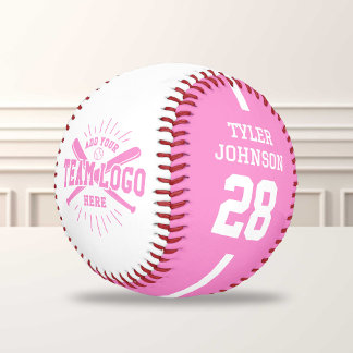 Personalized Player Team Logo Pink Baseball