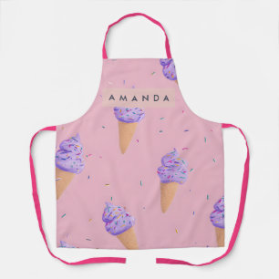 Personalized Playful Pastel Ice Cream Cone Style Apron