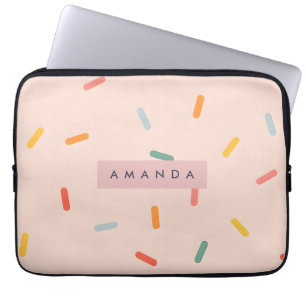 Personalized Playful Peach Pastel Sprinkle Laptop Sleeve