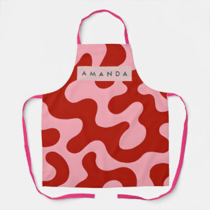 Personalized Playful Pink and Red Abstract Camo Apron