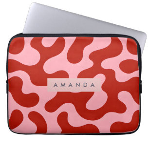 Personalized Playful Pink and Red Abstract Camo Laptop Sleeve