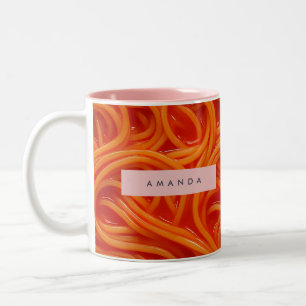Personalized Playful Spaghetti in Tomato Sauce Two-Tone Coffee Mug