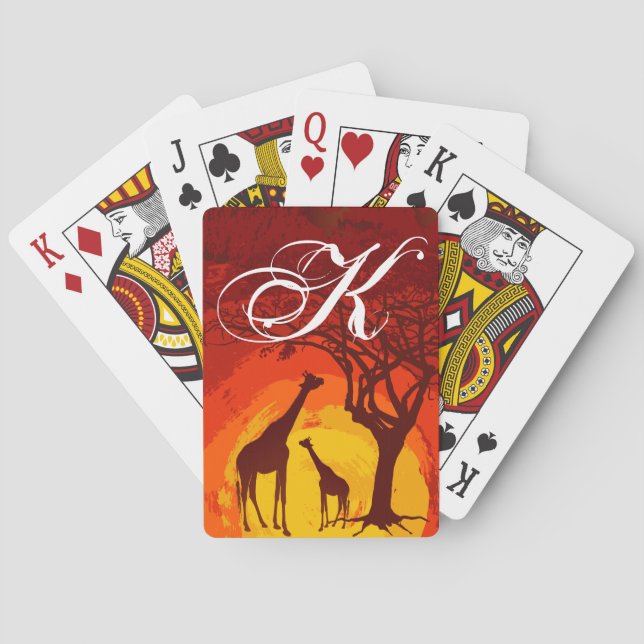 Personalized Playing Cards African Safari Giraffe (Back)