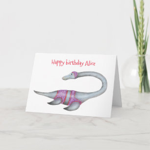 Personalized Plesiosaur birthday card