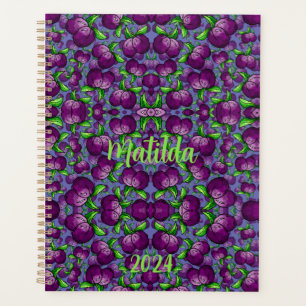 personalized PLUM spiral planner fruit funky