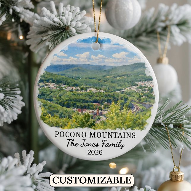 Personalized Pocono Mountains, Custom Pennsylvania Ceramic Ornament (Creator Uploaded)