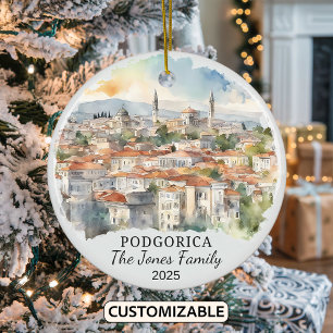 Personalized Podgorica Ornament, Montenegro Gift Ceramic Ornament