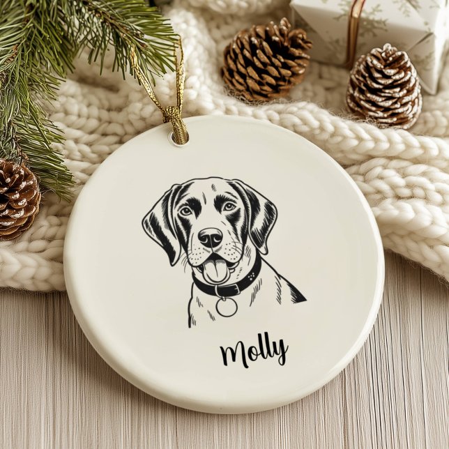 Personalized Pointer Dog Christmas Ceramic Ornament (Creator Uploaded)