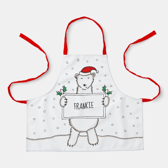 Personalized Polar Bear Christmas Apron (Front)