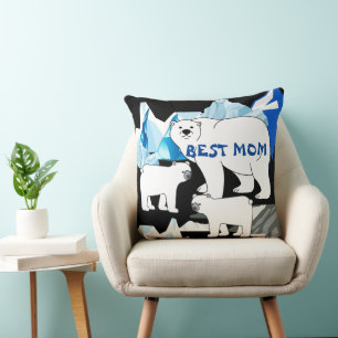 Personalized Polar Bear Mom Cushion