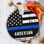Personalized Police Officer Thin Blue Line Key Ring<br><div class="desc">Personalized Thin Blue Line Keychain - American flag in Police Flag colors, distressed design . Personalize with Officer's name, or department. This personalized police keychain is perfect for police departments, or as a memorial keepsake. COPYRIGHT © 2020 Judy Burrows, Black Dog Art - All Rights Reserved. Personalized Police Officer Thin...</div>