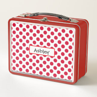 Personalized Polka Dot Metal Lunchbox
