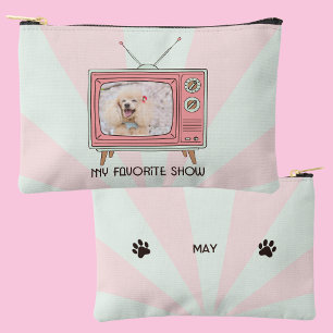 Personalized Poodle Retro TV Pastel Dog Mom Photo  Accessory Pouch