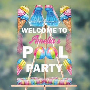 Personalized Pool Party Welcome Acrylic Sign