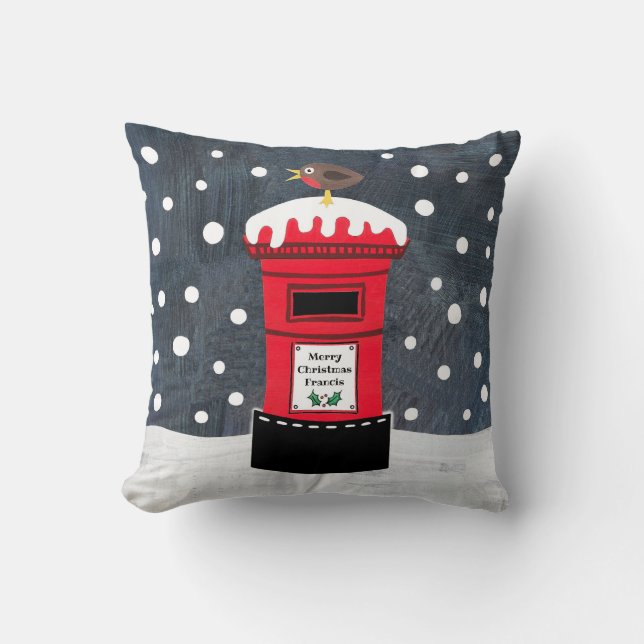 Personalized Post Box Christmas Cushion Pillow (Front)