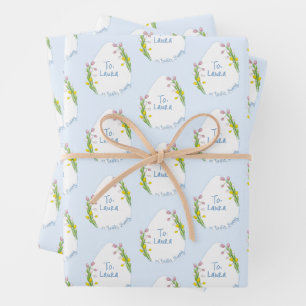 Personalized Preppy Floral Easter Egg Wrapping Paper Sheet