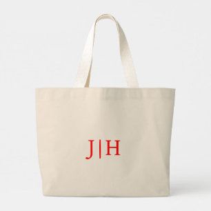 Personalized Preppy Red Monogram Canvas Tote Bag