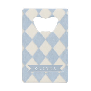 Personalized Preppy Soft Blue Fuzzy Argyle Name
