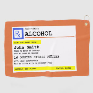 Personalized Prescription Alcohol Humorous Golf Towel