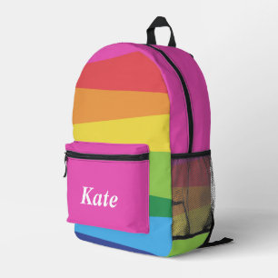 Personalized Pretty Colorful Modern Girly Rainbow  Printed Backpack