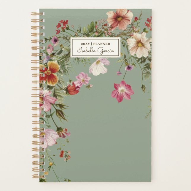Personalized Pretty Elegant Floral Planner (Front)