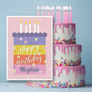 Personalized Pretty Happy Birthday Card