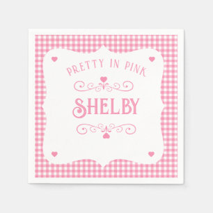 Personalized Pretty Pink Plaid 13th Birthday Napkin
