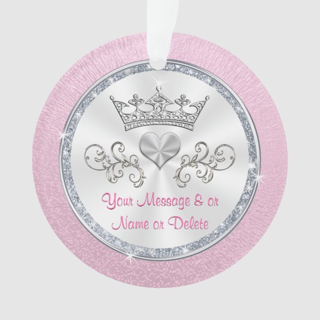 Personalized Princess Christmas Ornaments, Tiara Ornament (Front)
