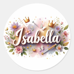Personalized  Princess Floral Isabella Stickers 