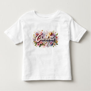 Personalized Princess Floral Kids T-Shirt